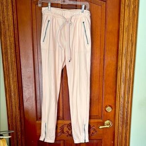 Cream Jogger Pants with Zipper Details